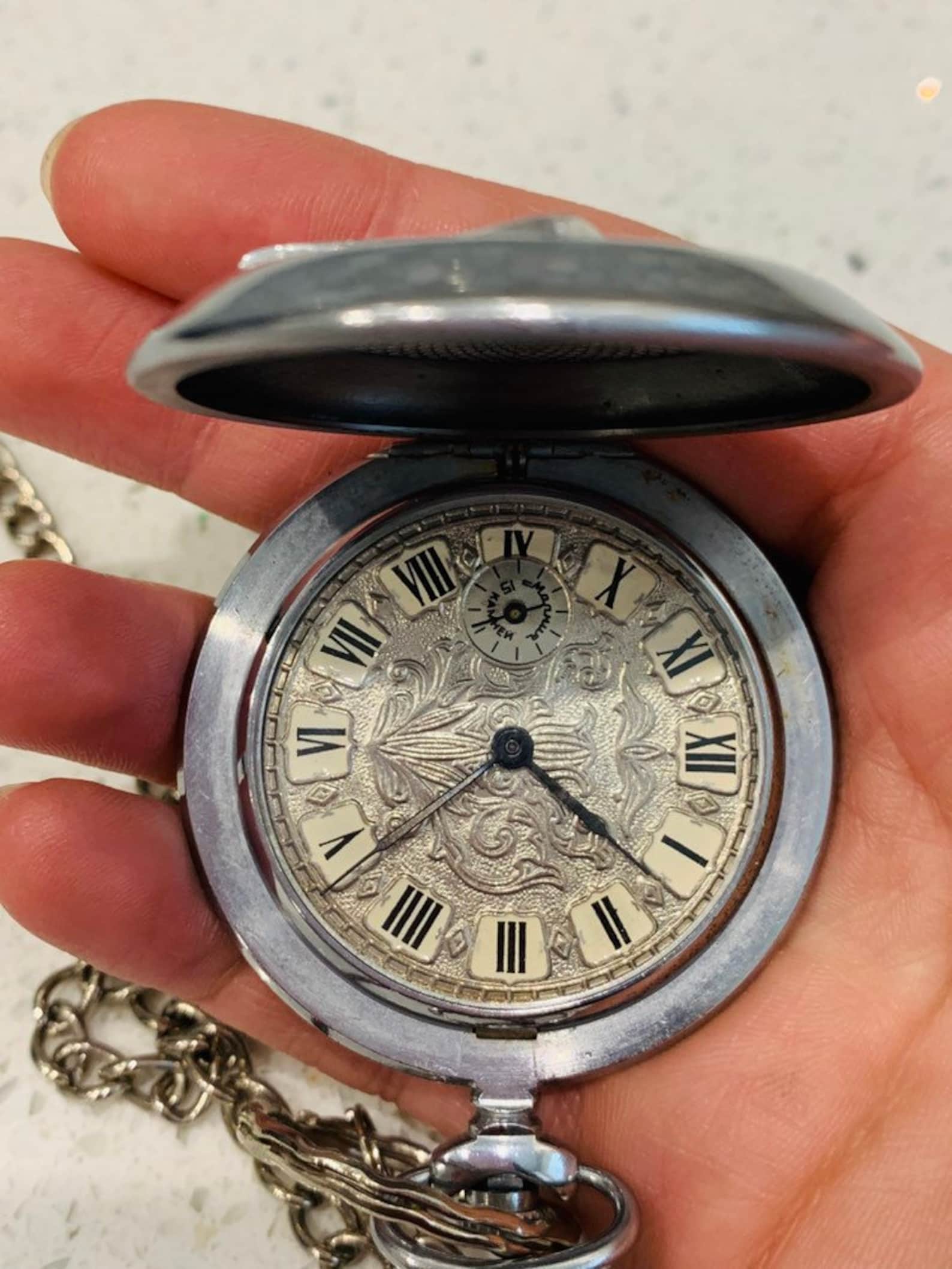 Molnija Russian Pocket Watch 19411945 Red Enamel Star Etsy