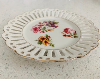 BTC Germany replacement saucer, Lattice Plate, Floral Saucer, Vintage, Gift for Her, Collectible