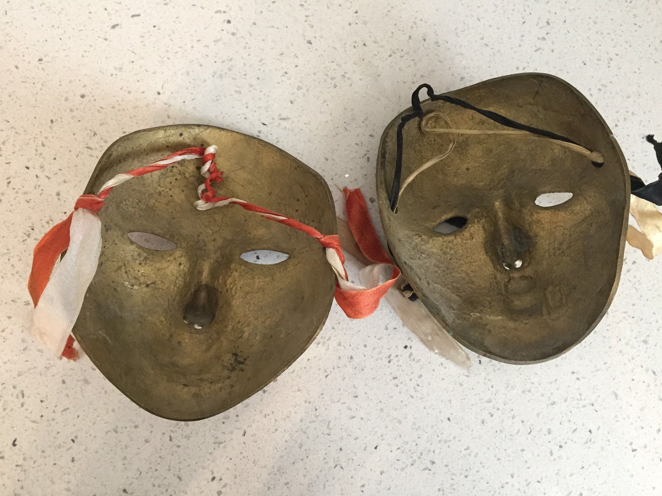 Brass Mardi Gras Masks, Enamel, Solid Brass, Colorful, Unique