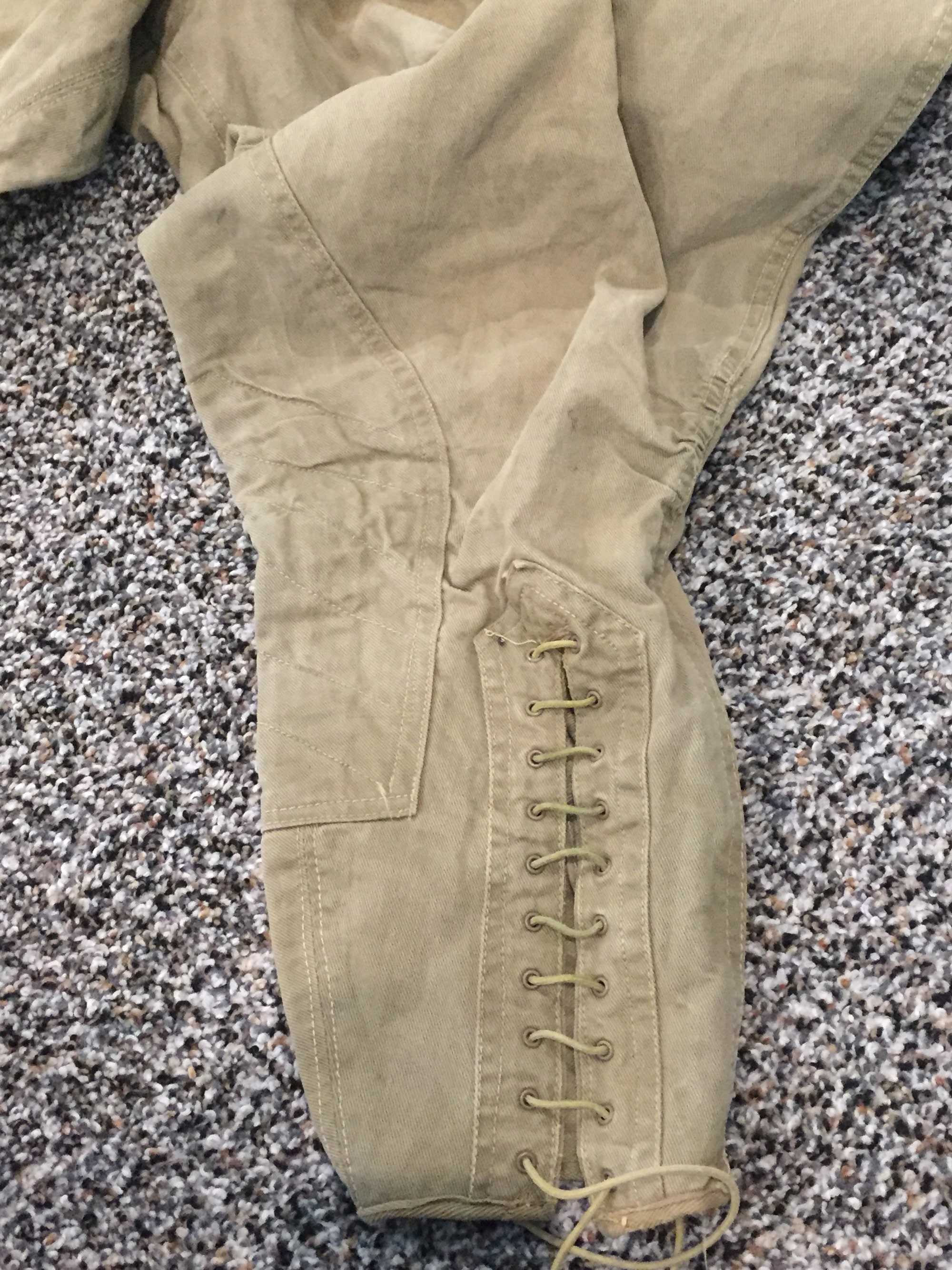 Khaki Equestrian Horse Riding Pants, Vintage Jockey Pants, Lace Up