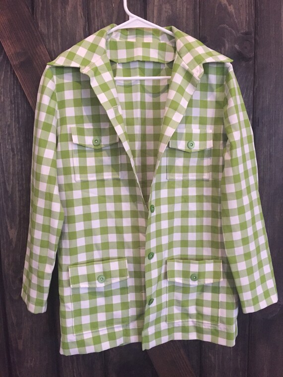 Plaid Green Womens Blazer, Jacket, Vintage, Fun, B