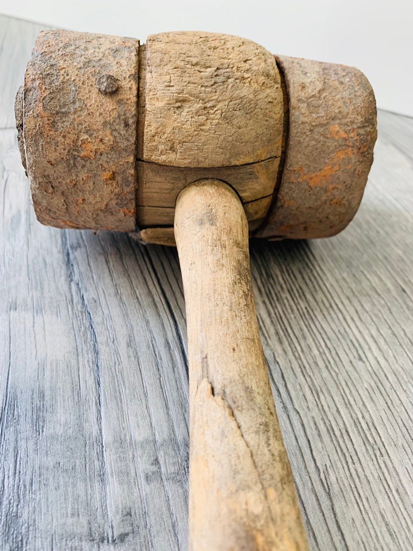Antique Wooden Mallet Barrell Mallet Hammer Tool Primitive | Etsy