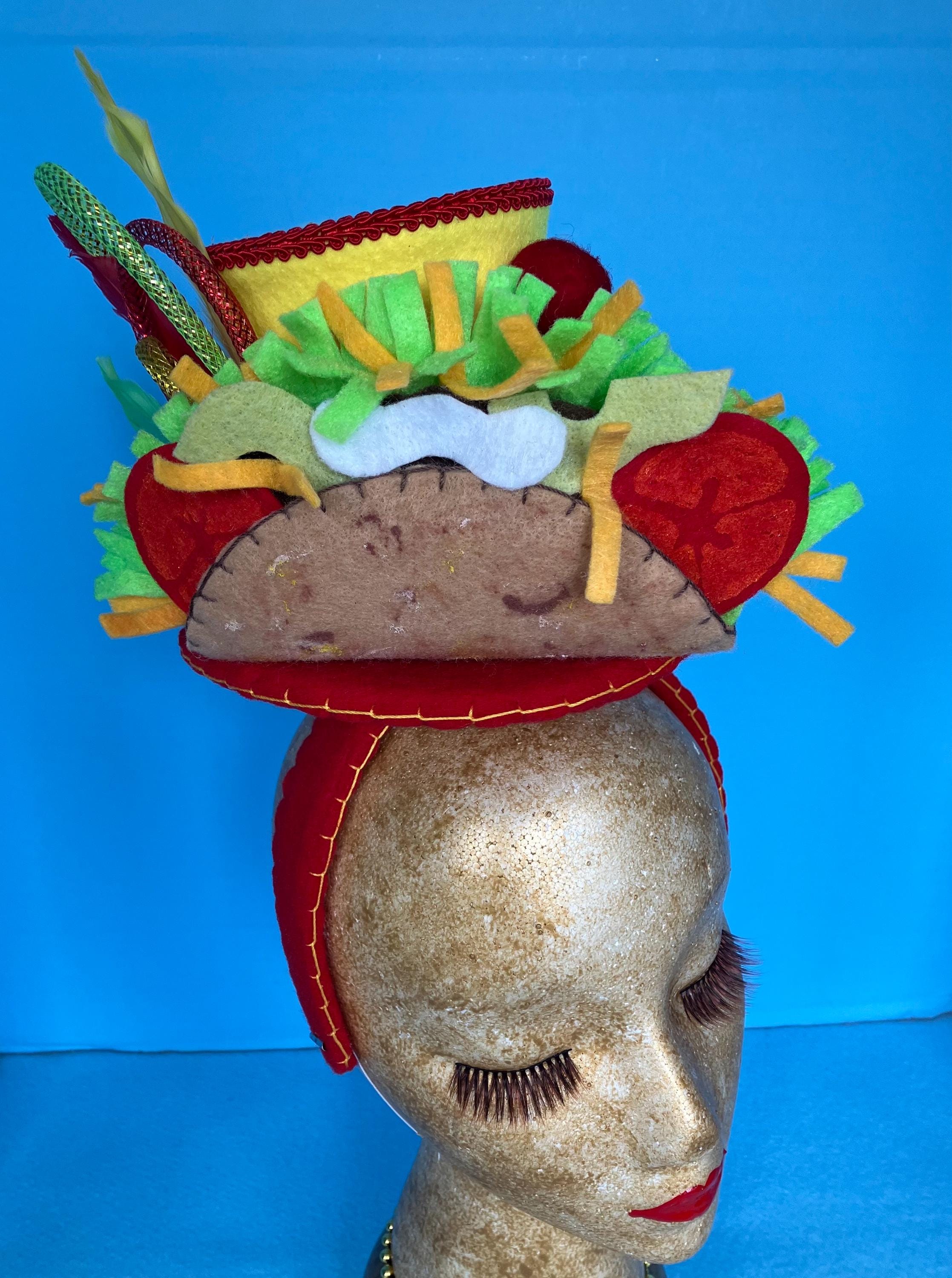 Plush Fiesta Taco Hat for Taco Tuesday, Halloween Costume, Cinco de Mayo Accessory (Adult Size