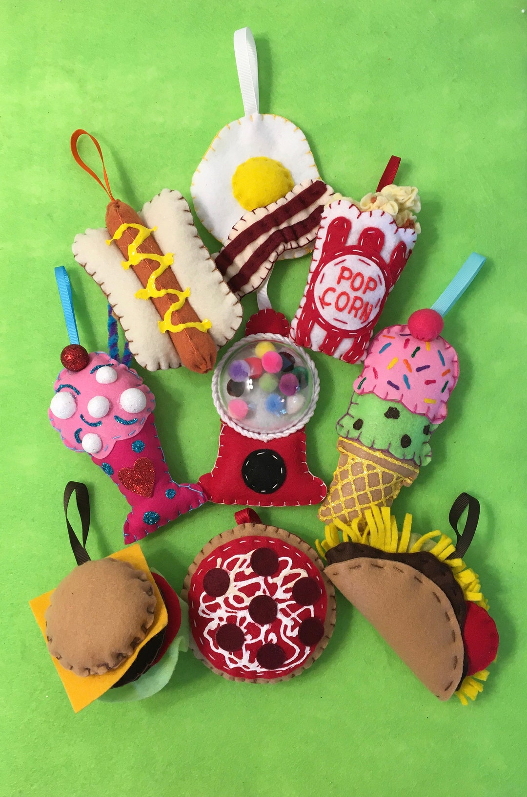 Felt Food Ornaments Hand Stitched Etsy