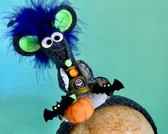 Witch mouse headpiece with potion bottle , pumpkin and bats
