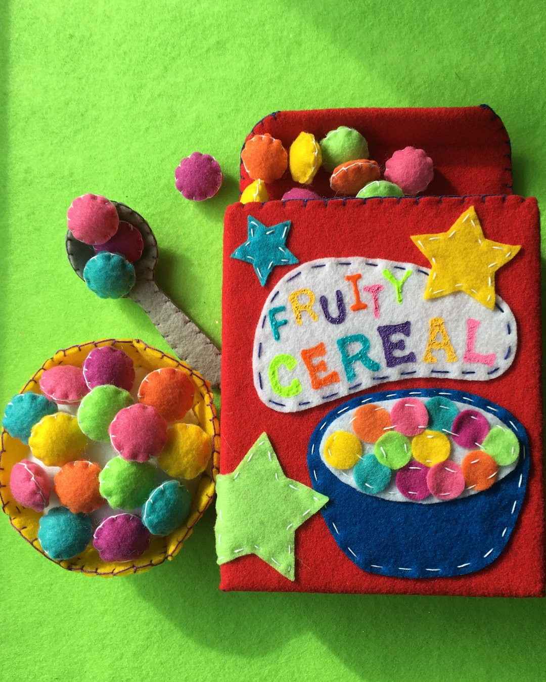 Felt Cereal Box With Bowl milk and Spoon Etsy