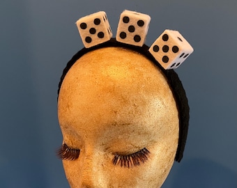 Bunco Headband felt hand stitched with Hand-Painted Dice – Lightweight Adult Accessory