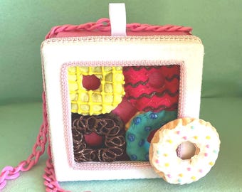 Donut Crossbody Handbag: Hand Stitched Original Design Bag made from felt
