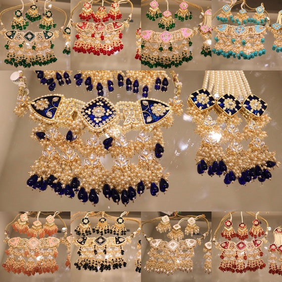 Lightweight Meenakari Necklace Set With Earrings Tikka and Passa