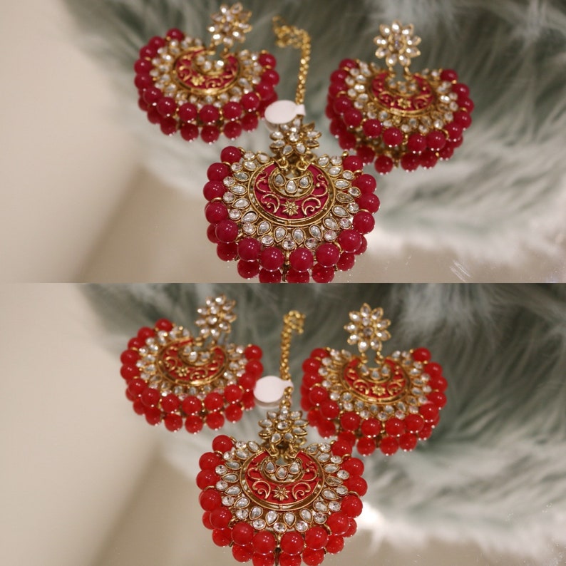 Hanisha Kundan Studs Earrings Tikka