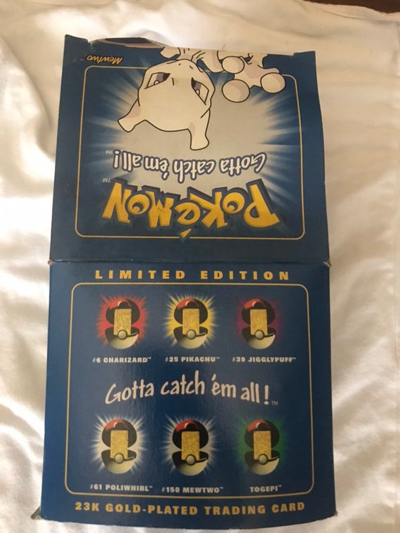 Vintage Limited Edition Pokémon Mewtwo 23k Gold Plated Trading Card With Pokeball