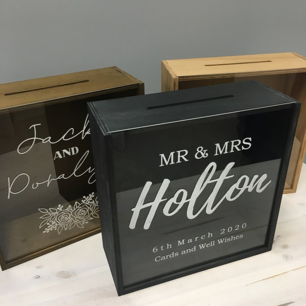 WISHING WELL BOX - Personalised Wooden Wishing Well  - Wedding Box - Birthday Card Box