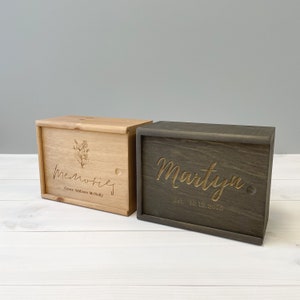 STAINED TIMBER BOX - Trinket Box - Personalised Memory Keepsake - Treasure Box - Gift Box