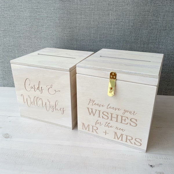 WISHING WELL - White Wash - Personalised Wooden Wishing Well - Wedding Box - Birthday Card Box