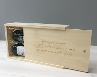 DOUBLE WINE BOX - Personalised Double Wine Box - Personalised 2-Bottle Wine Box-  Wine Gift Box - Anniversary/Wedding Gift Box