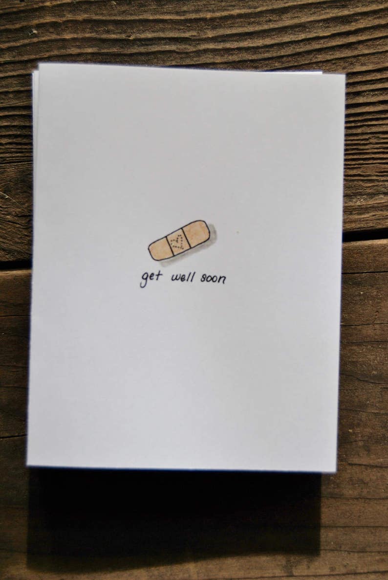 Every Card is Hand Drawn Handmade Cards Get Well Soon Bandaid Card Greeting Cards Get Well Card