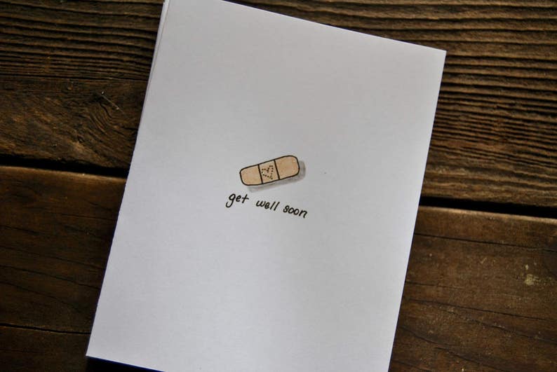 Every Card is Hand Drawn Handmade Cards Get Well Soon Bandaid Card Greeting Cards Get Well Card
