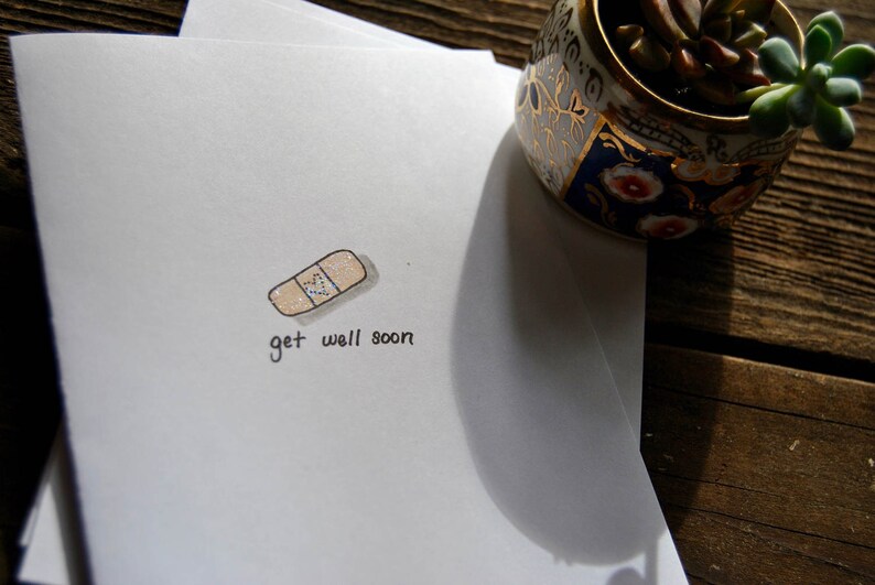 Every Card is Hand Drawn Handmade Cards Get Well Soon Bandaid Card Greeting Cards Get Well Card