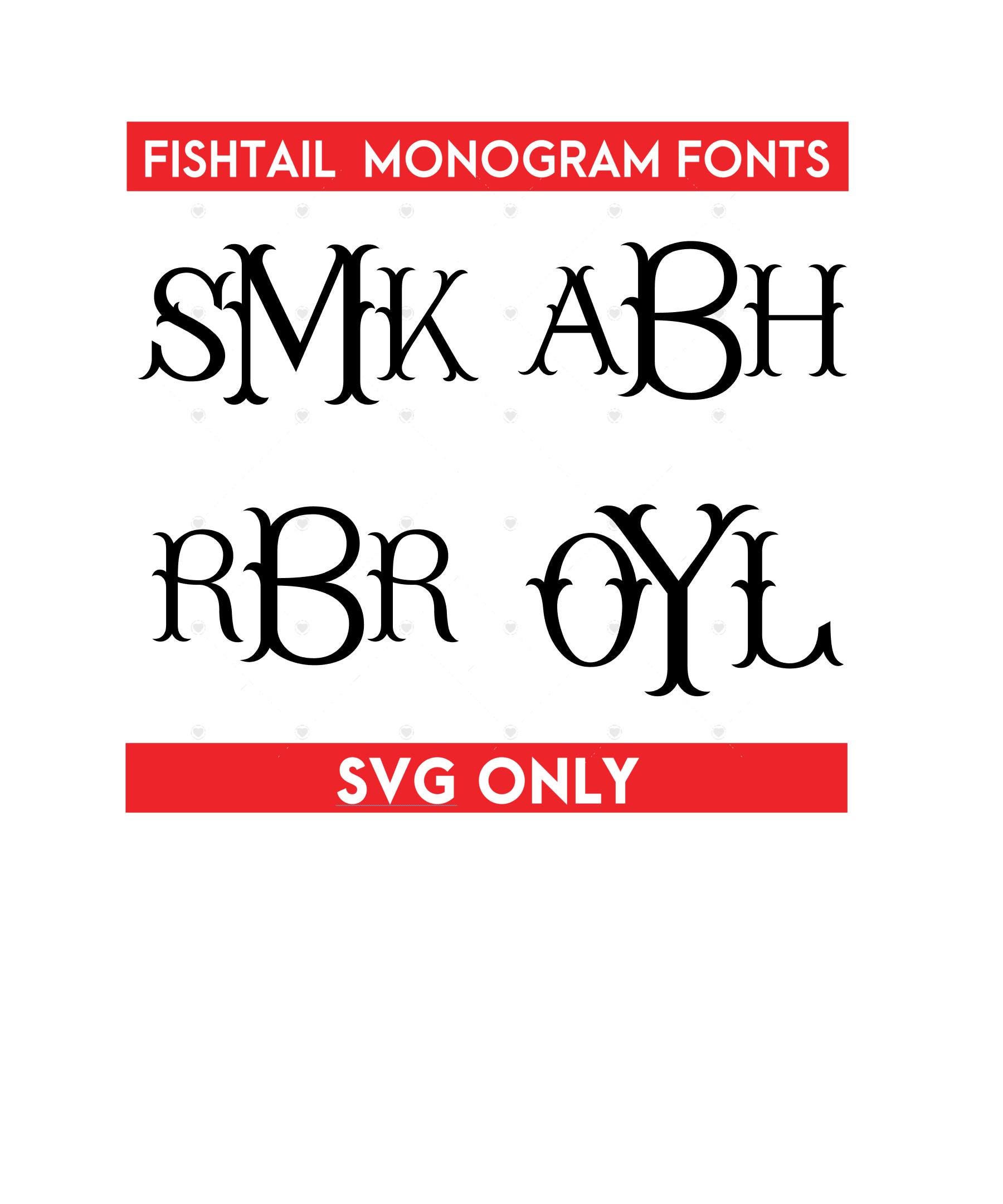 Fishtail SVG Monogram Font | Mermaid Elegant Font for Cricut and ...