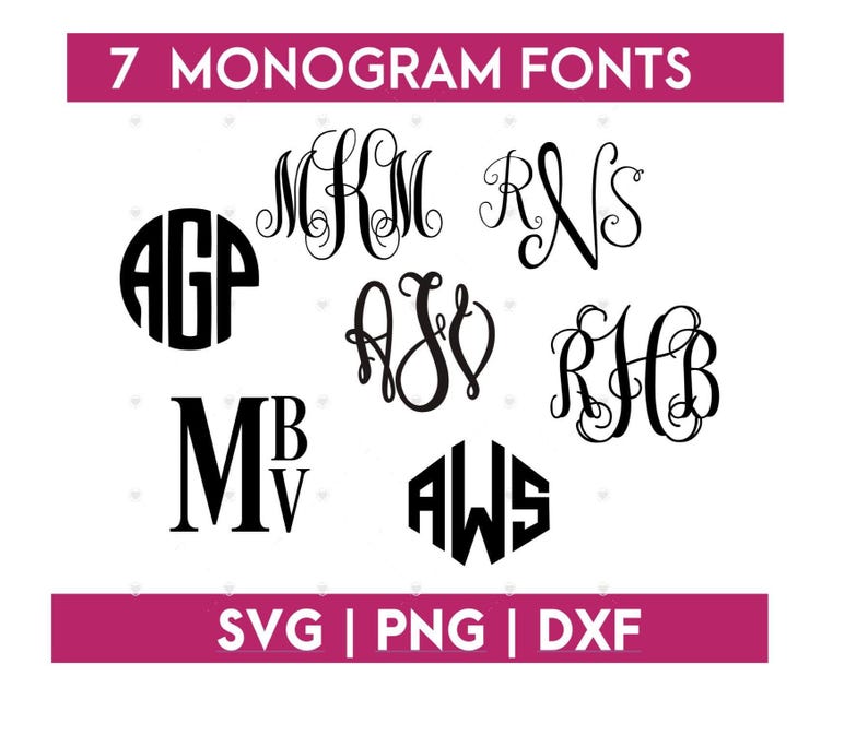 7 Monogram Font Bundle | Monogram Fonts SVG PNG DXF | Vine, Circle ...