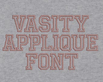 Varsity-Stil Collegiate Applikation Schrift: PES, DST, ONE, Stickmuster, Stickdatei, Sofort Download