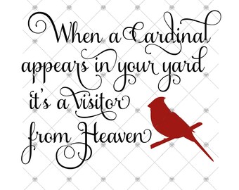 When Cardinal appear in your yard SVG cutting files - Silhouette Cameo design cut files