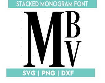 Stacked Blocked Monogram Alphabet Font Bundle | Monogram Fonts SVG PNG DXF | Cricut Silhouette Instant Download