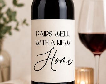 Pairs Well With a New Home SVG | DIY Housewarming Clipart | New Homeowner Realtor Closing Gift |Wine Bottle Glass Label | Instant Download
