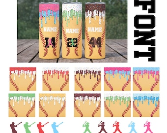 Ice Cream Drip Baseball 20 oz Tumbler Wrap PNG, Drippy Skinny Tumbler Sport Design Bundle, Instant Digital Download