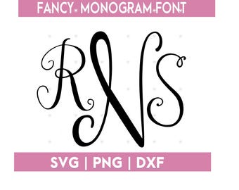 Fancy Script Monogram Font Bundle | Initial Fonts SVG PNG DXF | Vine Script Cut Files | Cricut Silhouette Instant Download