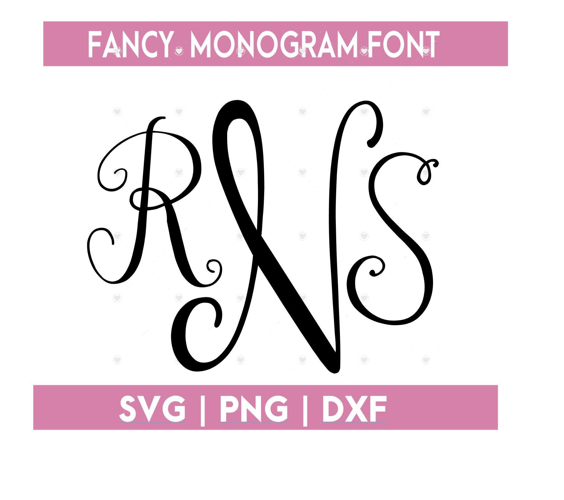 Fancy Script Monogram Font Bundle | Initial Fonts SVG PNG DXF | Vine ...