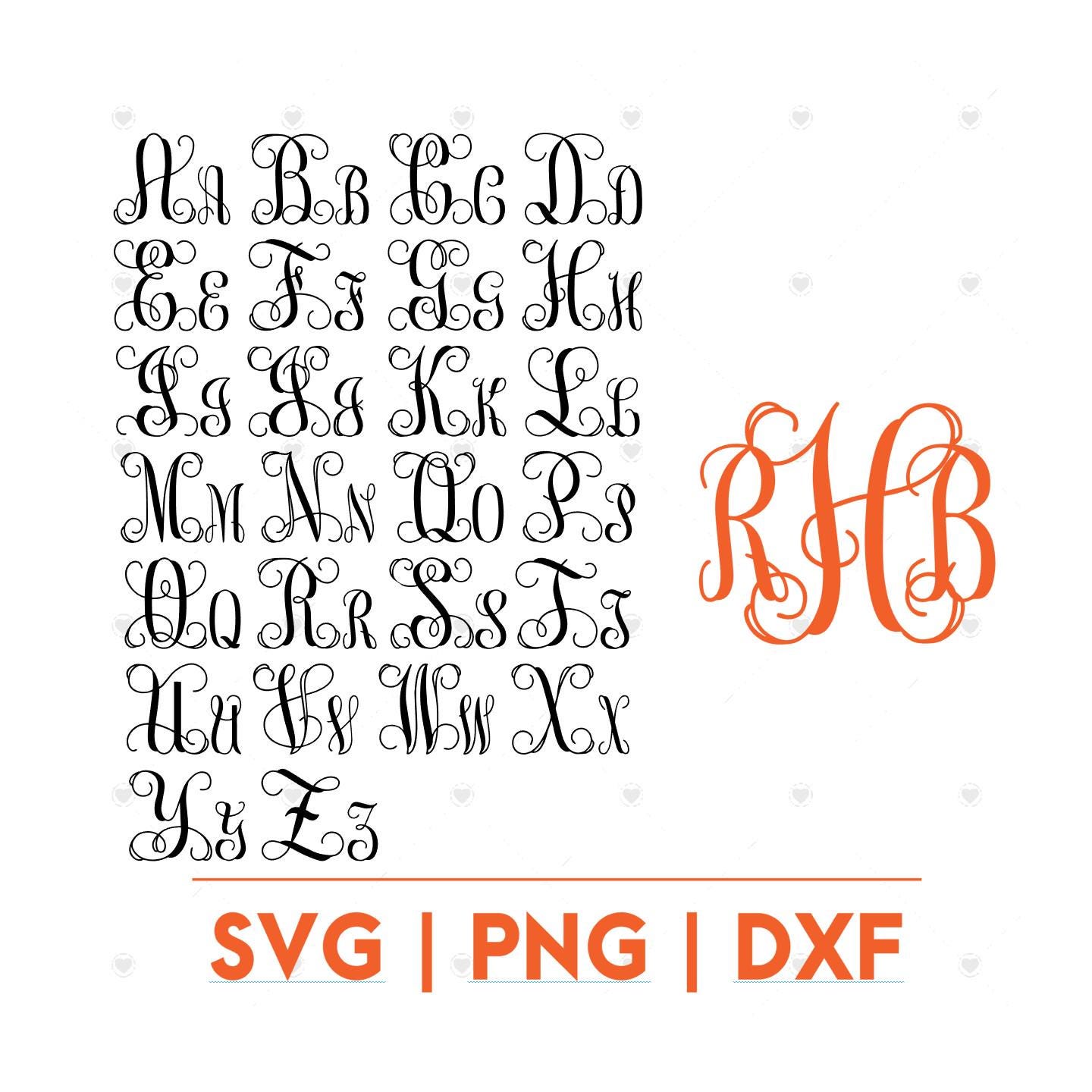 Interlocking Monogram Font Bundle | Vine Cut Files Fonts SVG PNG DXF ...