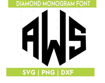 Diamon Scallop Monogram Font Bundle | Monogram Fonts SVG PNG DXF Cut Files | Cricut Silhouette Instant Download