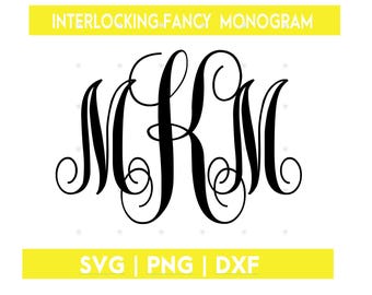 Interlocking Fancy Monogram Font Bundle | Monogram Fonts SVG PNG DXF Cut Files | Cricut Silhouette Instant Download