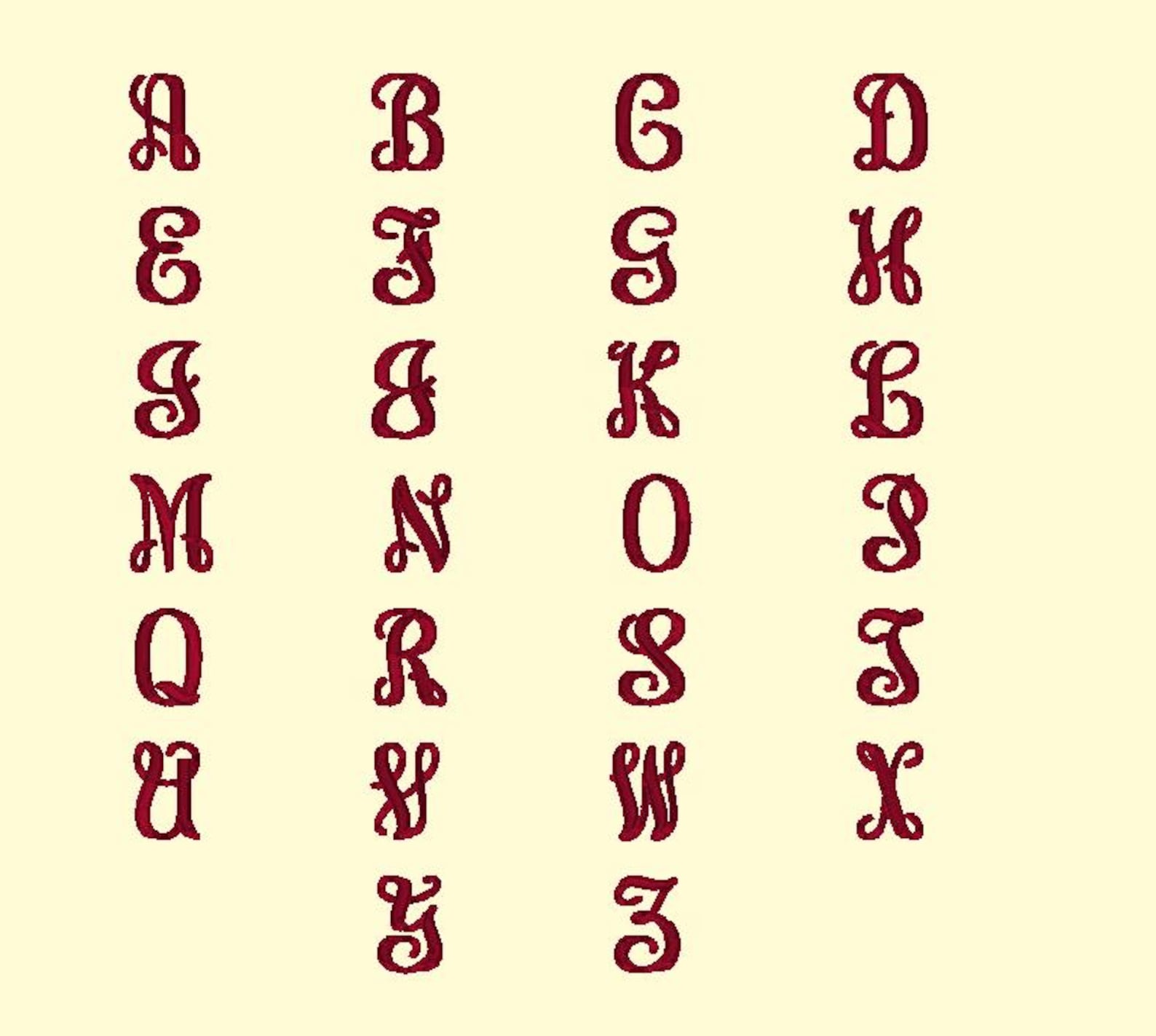 Left Side Intital R Interlocking Initals Interlace Script 3 Letter Initial Interlocking Embroidery Font: BX ...