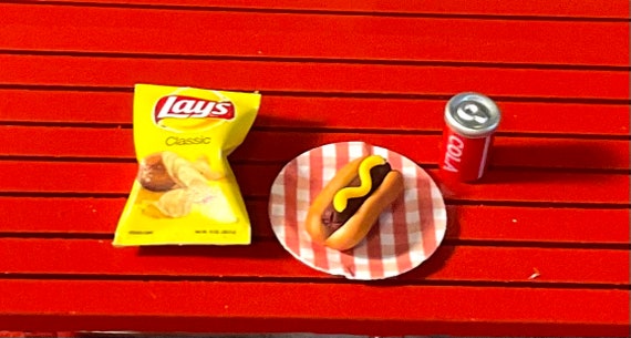 Dollhouse Miniature Hot Dog Set Paper Paper With Hot Dog Bag - Etsy