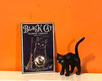 Dollhouse Miniature Halloween Decor, Black Cat or Black Cat Sign. 1:12 Scale