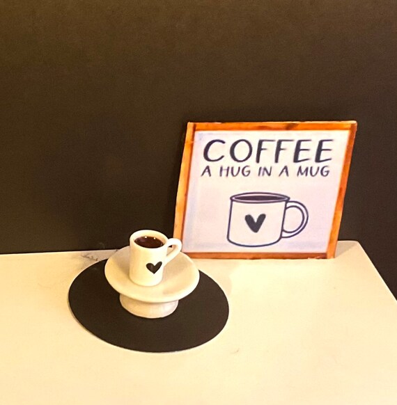 Dollhouse Miniature Mug of Coffee, Ceramic Stand or Coffee Sign. 1:12 Scale  - Etsy