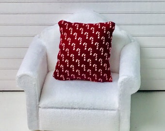 Dollhouse Miniature Candy Cane Christmas Pillow.   1:12 Scale