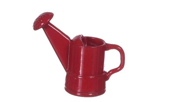 Miniature Watering Can 1:12 Scale Dollhouse Garden Fairy Garden Miniatures Red
