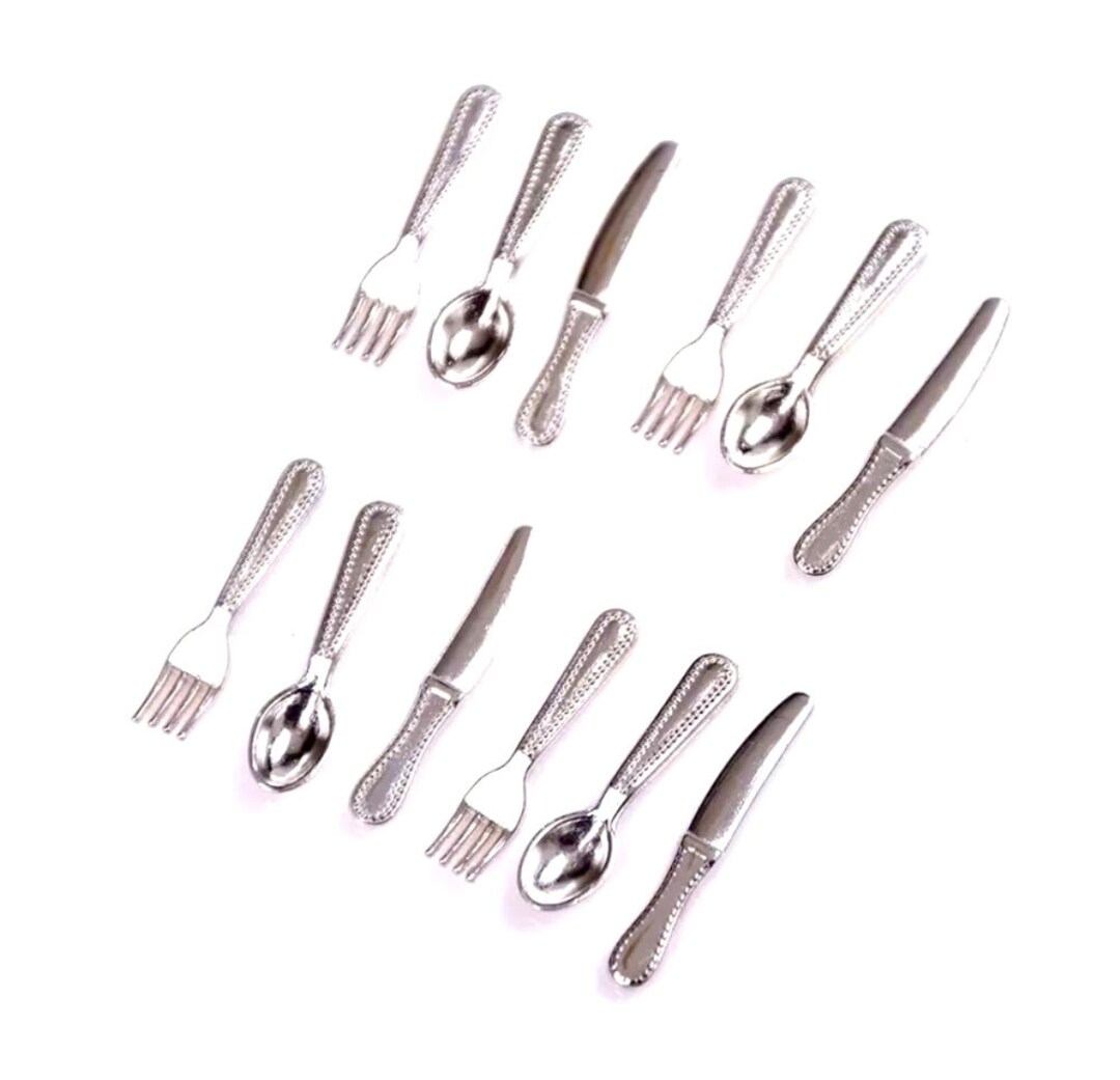 Dollhouse Miniature 12-piece Set of Silverware. 1:12 Scale - Etsy