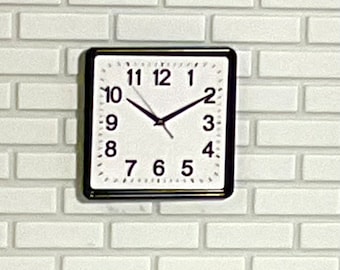 Dollhouse Miniature Black Framed Metal Clock.  1:12 Scale