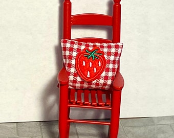 Dollhouse Miniature, Decorative Strawberry Pillow. 1:12 Scale