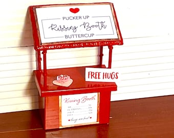 Dollhouse Miniature Valentine’s Day Kissing Booth. 1:12 Scale