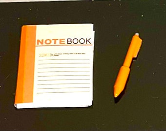 Dollhouse Miniature Notebook and Pen Set. 1:12 Scale