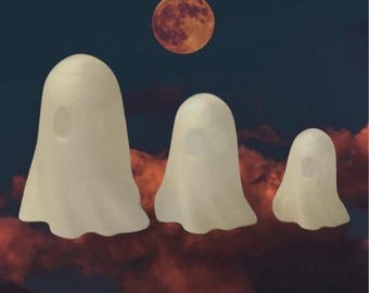 Dollhouse Miniature, Fairy Garden, Miniature Halloween, Set of (3) White Ghosts, Glow in the Dark. 1:12 Scale