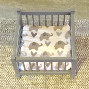 Dollhouse Miniature Gray Playpen With Gray Elephant Cover 1:12 Scale