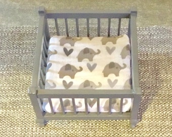 Dollhouse Miniature Gray Playpen With Gray Elephant Cover 1:12 Scale