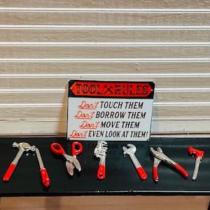 Dollhouse Miniature Tool Sign or Set of Tools.  1:12 Scale
