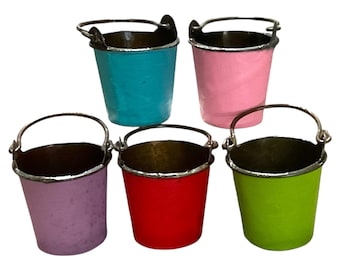 Dollhouse Miniature, Fairy Garden Metal Bucket, Choice of Colors. 1:12 Scale